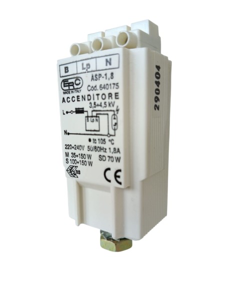 E r c 640175//000 encendedor asp -1 8a m//s 150w 3f 220//240v